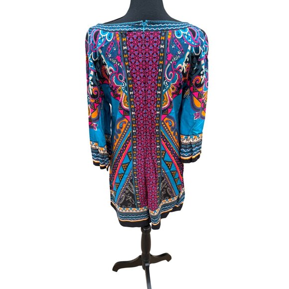 Flying Tomato Women Long Sleeve Boho Shift Dress L Cottage Core Retro Hippie 60s - Picture 7 of 9